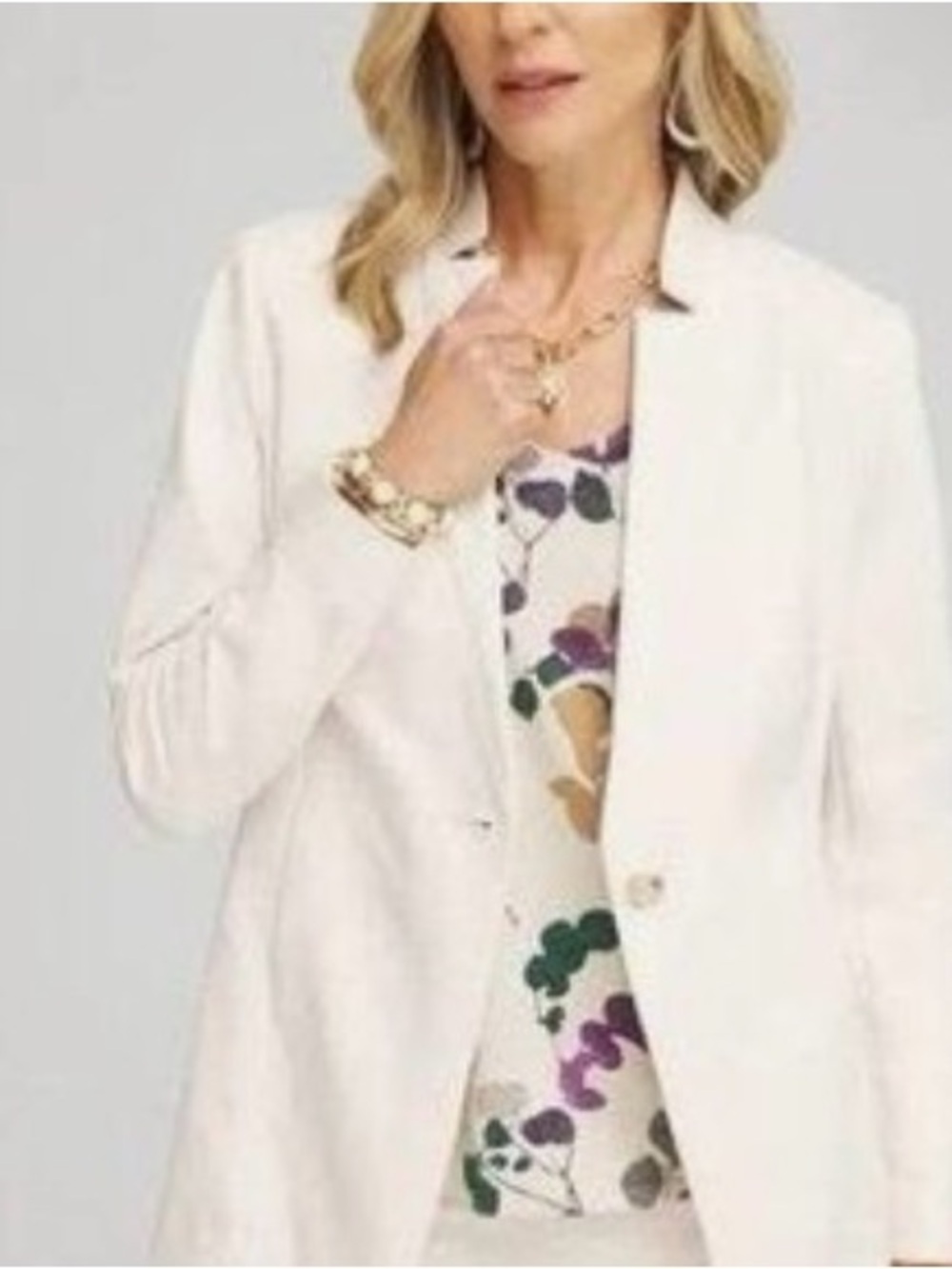 NWT Chicos English Cream Notch Collar Ponte Single Button Blazer Chicos sz 0/ 4 - Picture 2 of 7